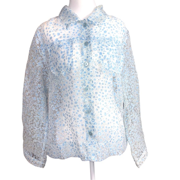 BAMBOO TRADERS | Flax Rayon‎ Polyester Floral Sheer Lightweight Button-Up PL - Picture 1 of 10